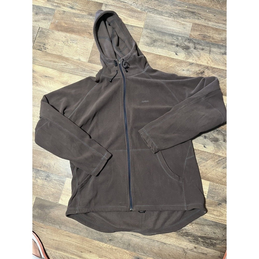 Quest Field And Stream Brown Hooded Fleece Jacket Sz XXL Hike Camp Fish Hunt Ski